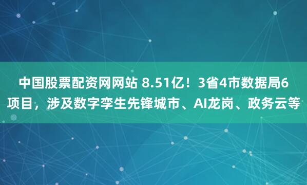 中国股票配资网网站 8.51亿！3省4市数据局6项目，涉及数字孪生先锋城市、AI龙岗、政务云等